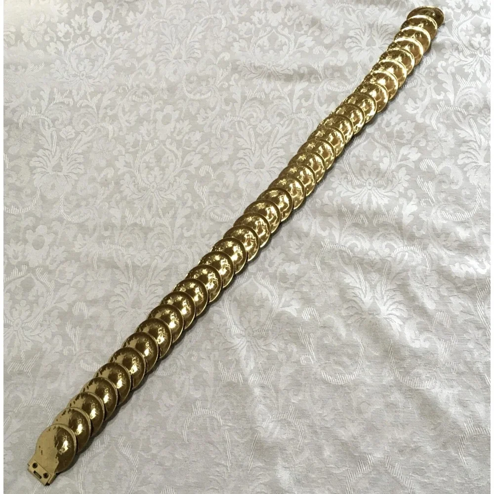 Vintage Gold Belt Stretch Scale Belt Hook Clasp Egyptian Revival Metal